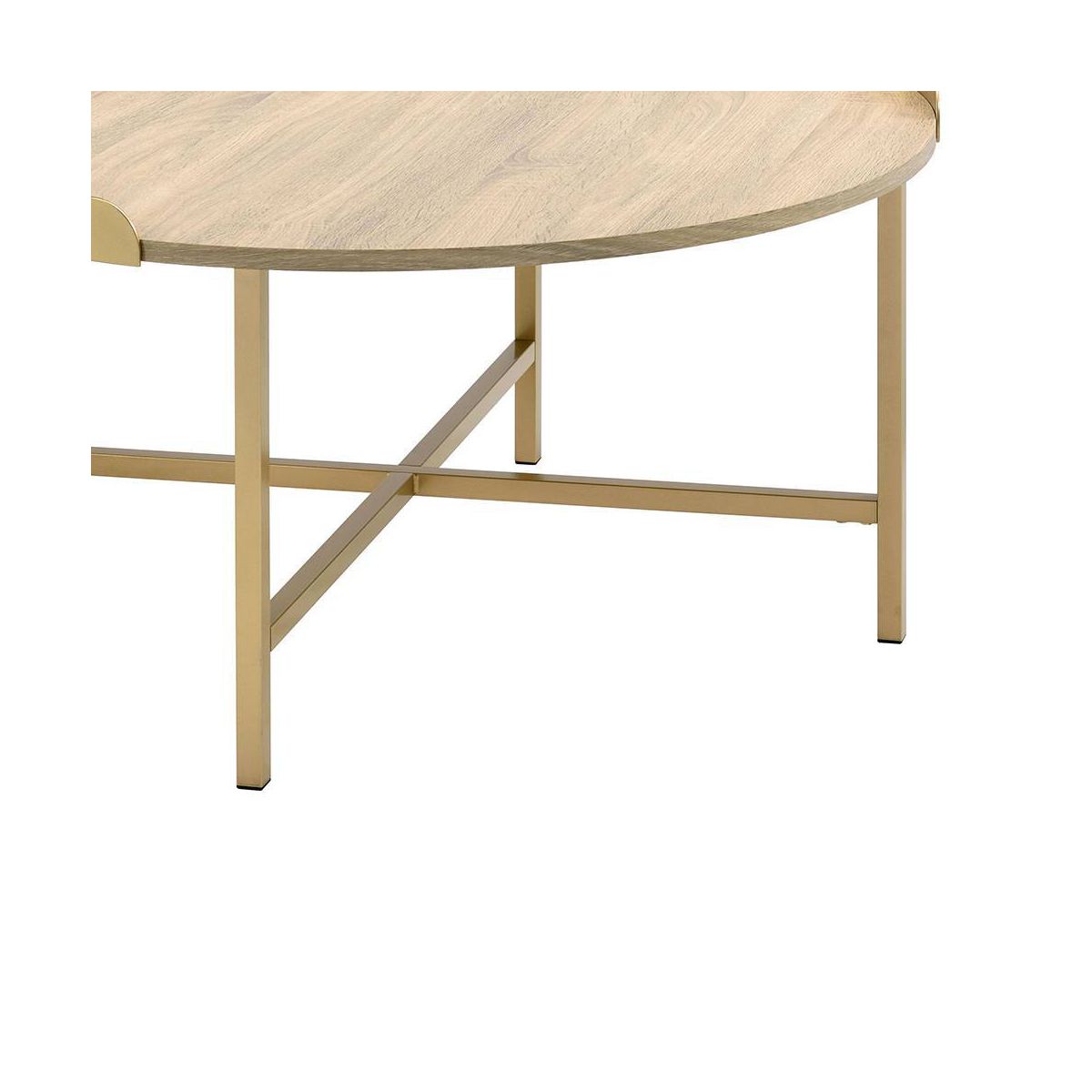 Acme Furniture Mithea Coffee Table Oak Table Top/Gold Finish - thumbnail 4