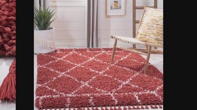 Luxurious Boho-Chic Blue Geometric Shag Area Rug 59in