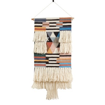 Saro Lifestyle Wall Hanging With Textured Woven Fringe Design, Multi, 18"x40"