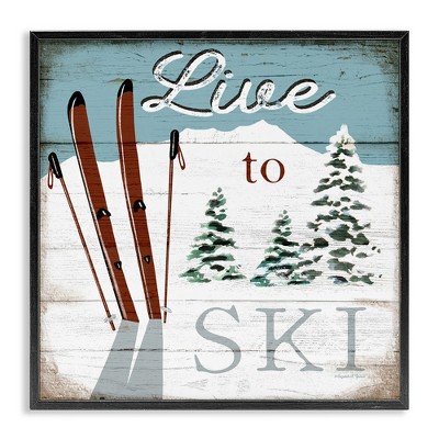 Stupell Industries Live To Ski Rustic Snow Sports, 12" x 12"