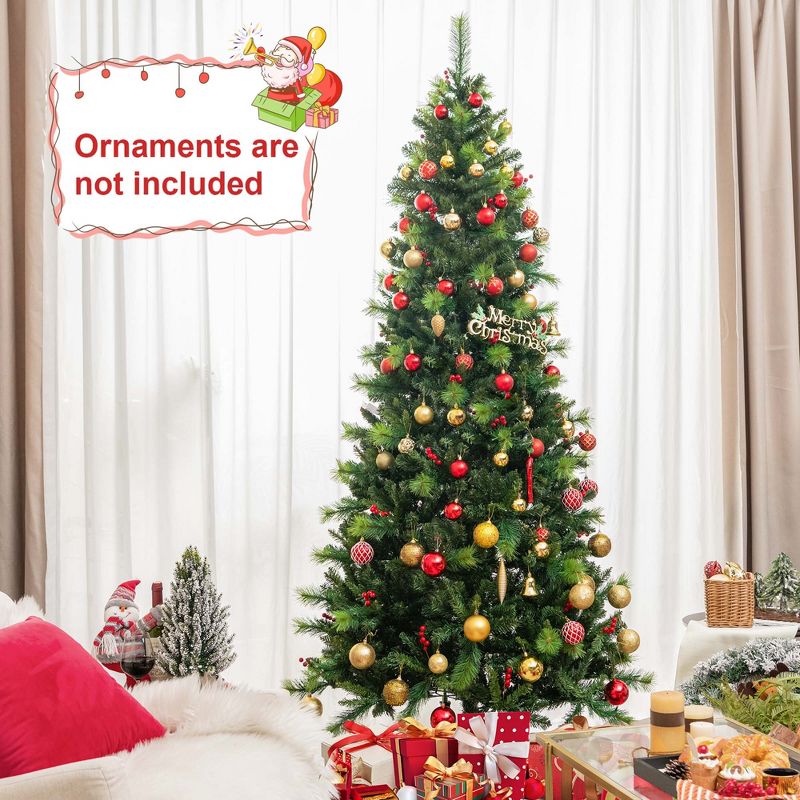 Costway 6FT/7FT/8FT Pre-Lit Artificial Christmas Tree 9 Lighting Modes with 300/400/500 LED Lights & Timer, 3 of 11