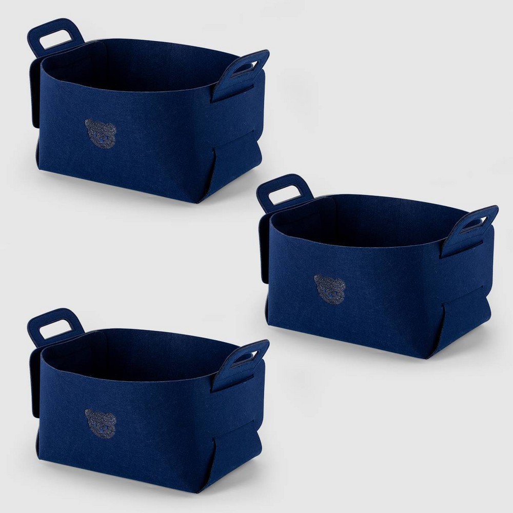 VUSIGN 3pk Felt Storage Basket Small Blue