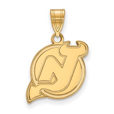 Black Bow Jewelry 14k Yellow Gold New Jersey Devils NHL Medium Pendant