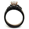 Slickblue Women’s Wedding Ring Set, Stainless Steel with Gold & Black Finish, Clear CZ Center Stone, Sizes 5-10 - 3 of 4