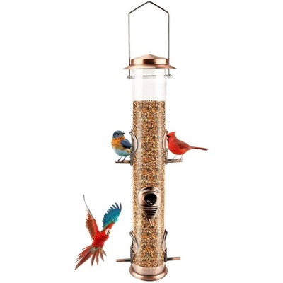 Snynuxx Metal Bird Feeder Tube Hanging, Steel Hanger Great for Attracting Birds (Antique Copper)