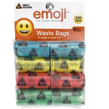 Multipet Emoji Dog Poop Waste Bags for Waste Refuse Cleanup (240 Count)