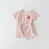 MyKids-Usa Baby Smiley Patched Pattern Striped Graphic Tee Combo Shorts Sets - 2 of 4