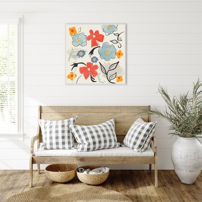 Robin Maria Abstract Floral Canvas Wall Art with White Frame