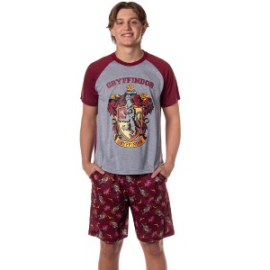 Harry Potter Hogwarts Men's Short Sleeve Shirt And Short PJ Pajama Set - 1 of 4