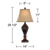 Regency Hill Traditional Table Lamp 28.5" Tall Carved Two Tone Brown Urn Shaped Beige Fabric Shade for Living Room Family Bedroom Bedside - 4 of 4