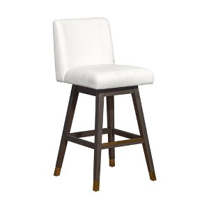 Armen Living Basila Wood Finish with Fabric Swivel Barstool - 1 of 4
