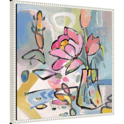 Beaded Frame Abstract Floral Canvas Wall Art