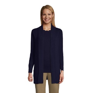 Lands' End Women's Cotton Modal Shawl Collar Cardigan Sweater - 1 of 3