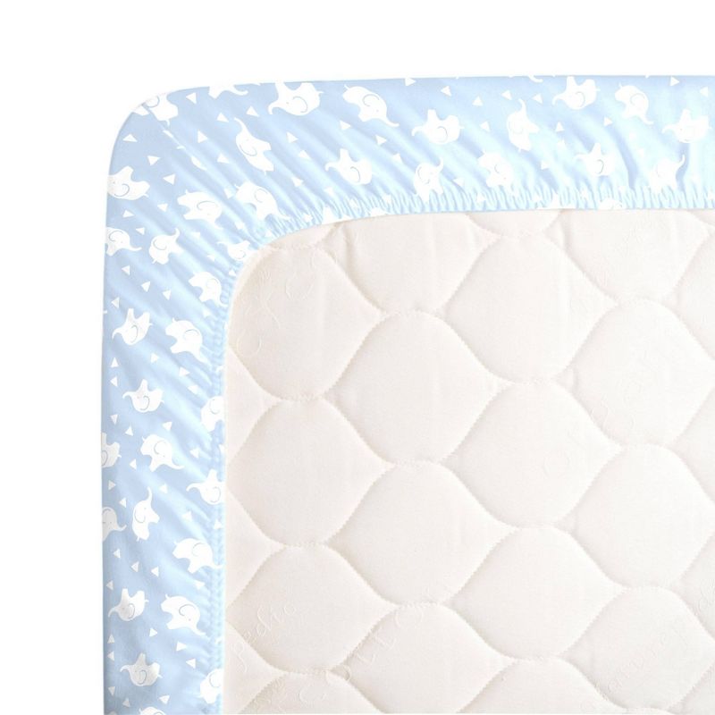 NoJo Super Soft Blue and White Elephant Fitted Mini Crib Sheet, 4 of 5