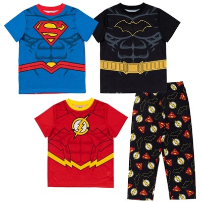 DC Comics Justice League The Flash Superman Batman Cosplay Pajama Shirts and Pants Little Kid to Big Kid