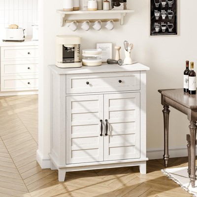 Rustic Storage Cabinet 31.5" Adjustable 3-Tier, Farmhouse Entryway Organizer with Doors