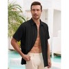Men's Cotton Linen Shirts Relaxed Fit Short Sleeve Beach Button Down Shirt Button Up Pleats Guayabera Shirts - 2 of 4