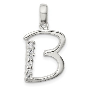 Black Bow Jewelry Sterling Silver and CZ, Lauren Collection, Initial B Pendant - 1 of 4