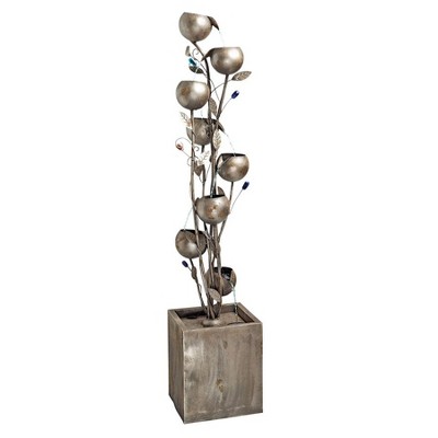 Nearly 6 Foot Tall Bronze Metal Floral Tower Fountain