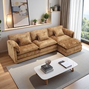 112" Modern L-Shaped Sectional Sofa with Movable Pedals & Detachable Armrests - 1 of 4