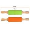 Unique Bargains Silicone Smooth Non-Stick Wooden Handle Kitchen Rolling Pin 2 Pcs - 2 of 4
