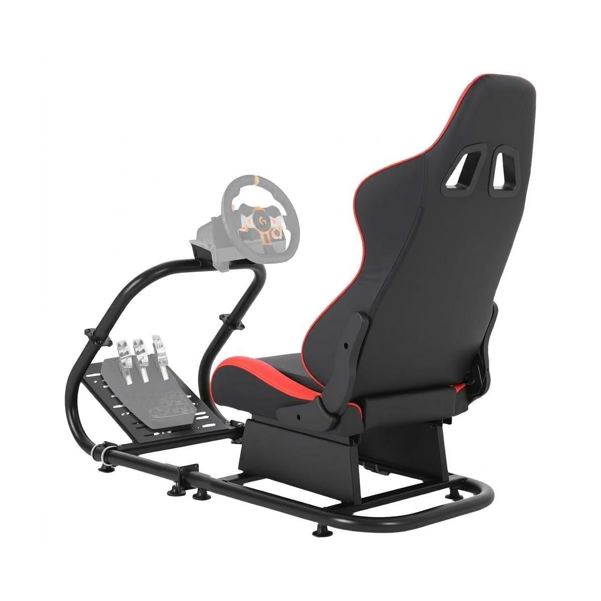 Heavy-Duty Racing Simulator Cockpit for Game Boy Classic – L-Shaped Wheel Stand, Round Tube – Adjustable Steering & Pedal Angles