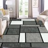 2 x 6 ft Polyester Light Blue Rectangular Hallway Bathroom Entryway Kitchen Office Foldable Block Printed Modern Washable Area Rug - 3 of 4