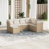 vidaXL 7 Piece Patio Sofa Set with Cushions Beige Poly Rattan - Beige and Cream With Table - 2 of 4