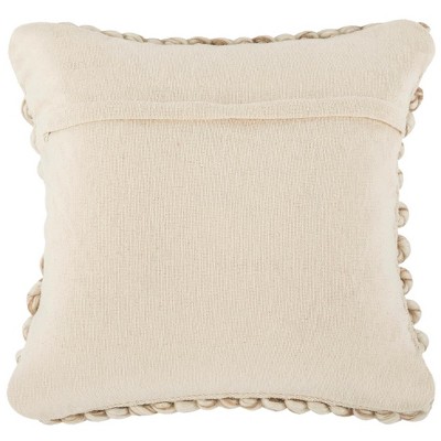 Natural Taupe Handloom Wool Braided Throw Pillow Set