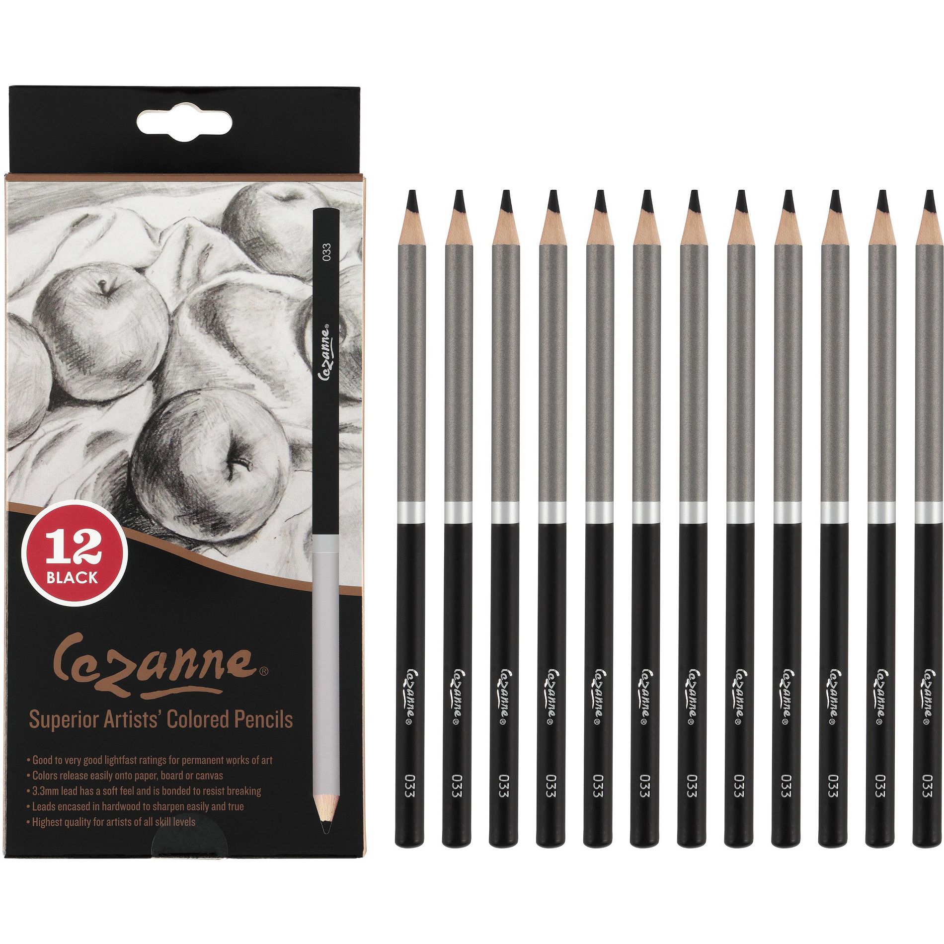 Creative Mark Cezanne Premier Soft Core Black Colored Pencil Only Single Color, Bulk 12 Count for Drawing, Coloring & Sketching
