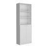 ORRD 2-Door Bookcase with Open Shelves, Modern Storage Cabinet for Home Office, Living Room, Dual Door Bookcase with 3 Display Shelves in White - 4 of 4