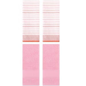REGALWOVEN 4 Pcs Cotton Soft Comfortable Absorbent Striped Hand Towel - 1 of 4