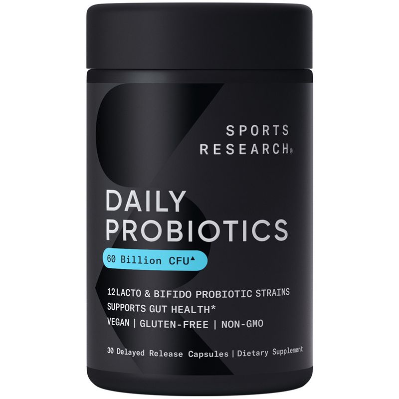 Sports Research Daily Probiotics, 60 Billion CFU, 30 Delayed Release Capsules, 1 of 5