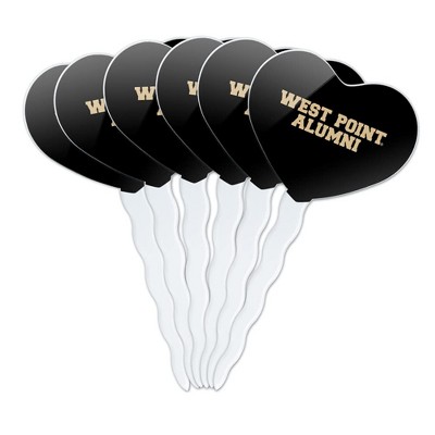 US Military Academy Alumni Heart Love Cupcake Picks Toppers Decoration Set of 6