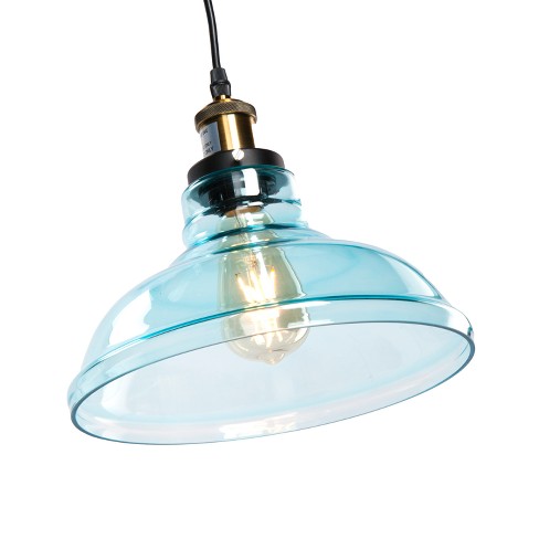 Colored Glass Pendant Lights branwen colored glass bell pendant lamp aqua blue aiden lane target