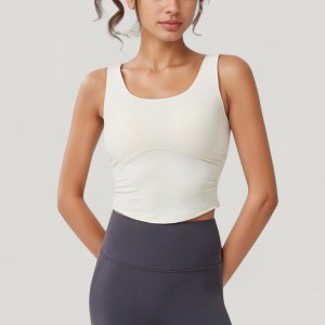 Anna-Kaci Active Women's Scoop Neck Cropped Tank Top with Strappy Cutout Back and Ruched Side Detailing - 1 of 4