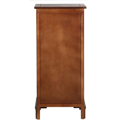 Cherry Pine Accent Cabinet with Wicker Baskets