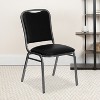 Emma and Oliver 4 Pack Angled Back Stacking Banquet Chair in Black Vinyl with Silver Vein Frame - image 2 of 4