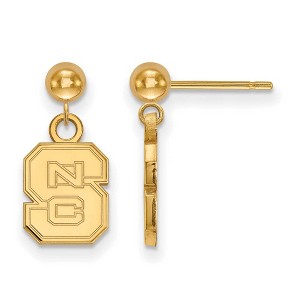 Black Bow Jewelry 14k Yellow Gold North Carolina State Wolfpack NCAA Dangle Earrings - 1 of 3