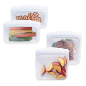 stasher Premium Silicone Reusable Food Storage Bags Lunch Starter Kit - Clear - 4pk - 1 of 4