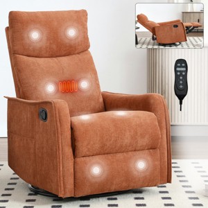Recliner Chair with Heat & Massage, Manual Rocker Swivel Chair, 27''W Upholstered Accent Chair for Living Room-3irtyhousy - 1 of 4