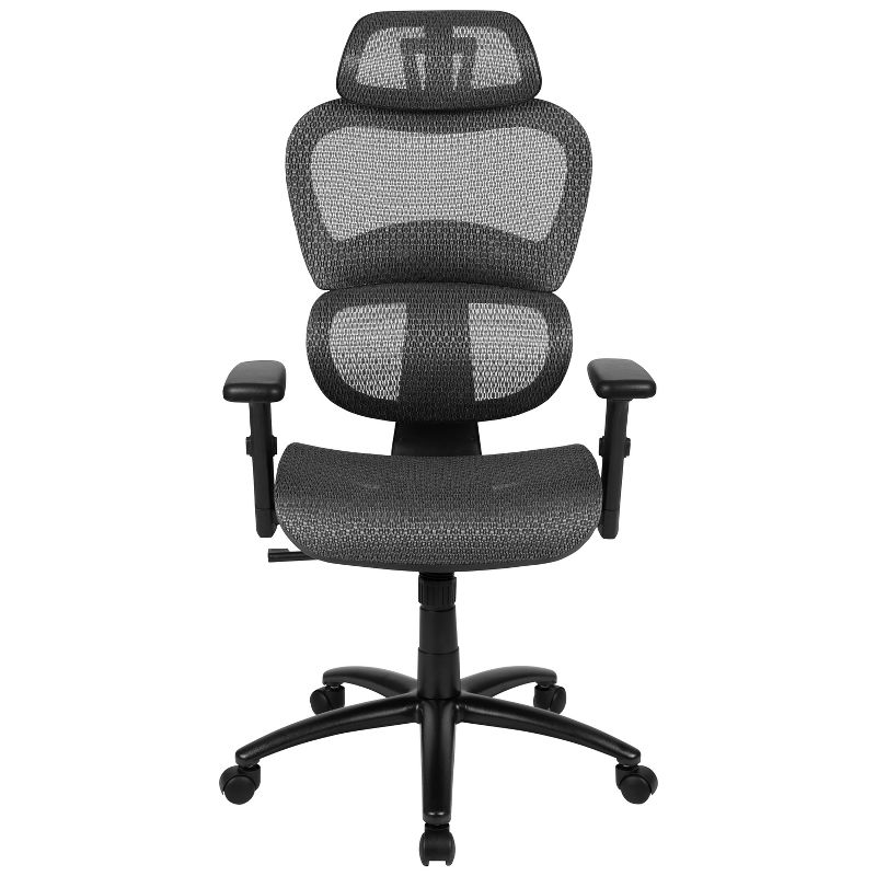 Flash Furniture Ergonomic Mesh Office Chair with 2-to-1 Synchro-Tilt, Adjustable Headrest, Lumbar Support, and Adjustable Pivot Arms, 4 of 14