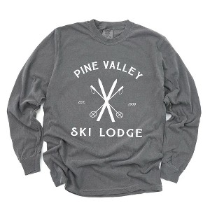 Simply Sage Market Women's Pine Valley Ski Lodge Long Sleeve Garment Dyed Tee - 1 of 4