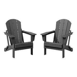 WestinTrends Malibu HDPE Outdoor Folding Poly Adirondack Chair (Set of 2) - 1 of 4