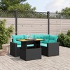 vidaXL 5 Piece Patio Sofa Set with Cushions Black Poly Rattan - 2 of 4