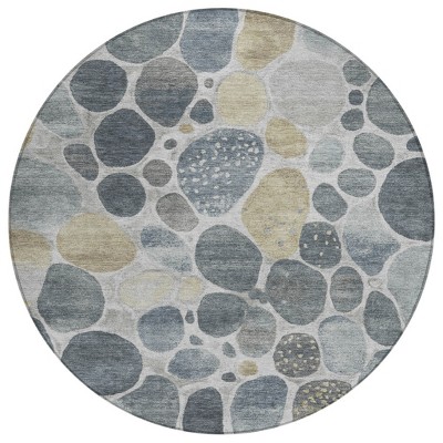 Pewter Beige And Ivory Geometric Washable Indoor Outdoor Area Rug