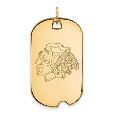 Black Bow Jewelry 14k Yellow Gold Chicago Blackhawks NHL Large Pendant