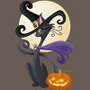 Women's Design By Humans Bewitching Black Halloween Kitty Cat By LittleBunnySunshine Racerback Tank Top - 2 of 3