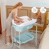 Infans Baby Changing Table w/Bathtub, Folding & Portable Diaper Station w/Wheels Blue - 3 of 4