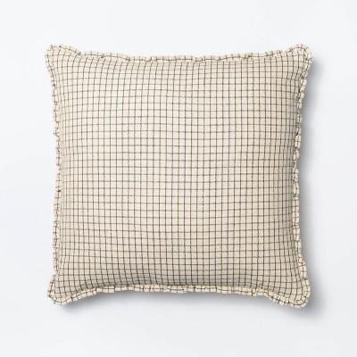 Oversized Mini Windowpane Square Throw Pillow Cream/Slate Blue - Threshold™ designed with Studio McGee